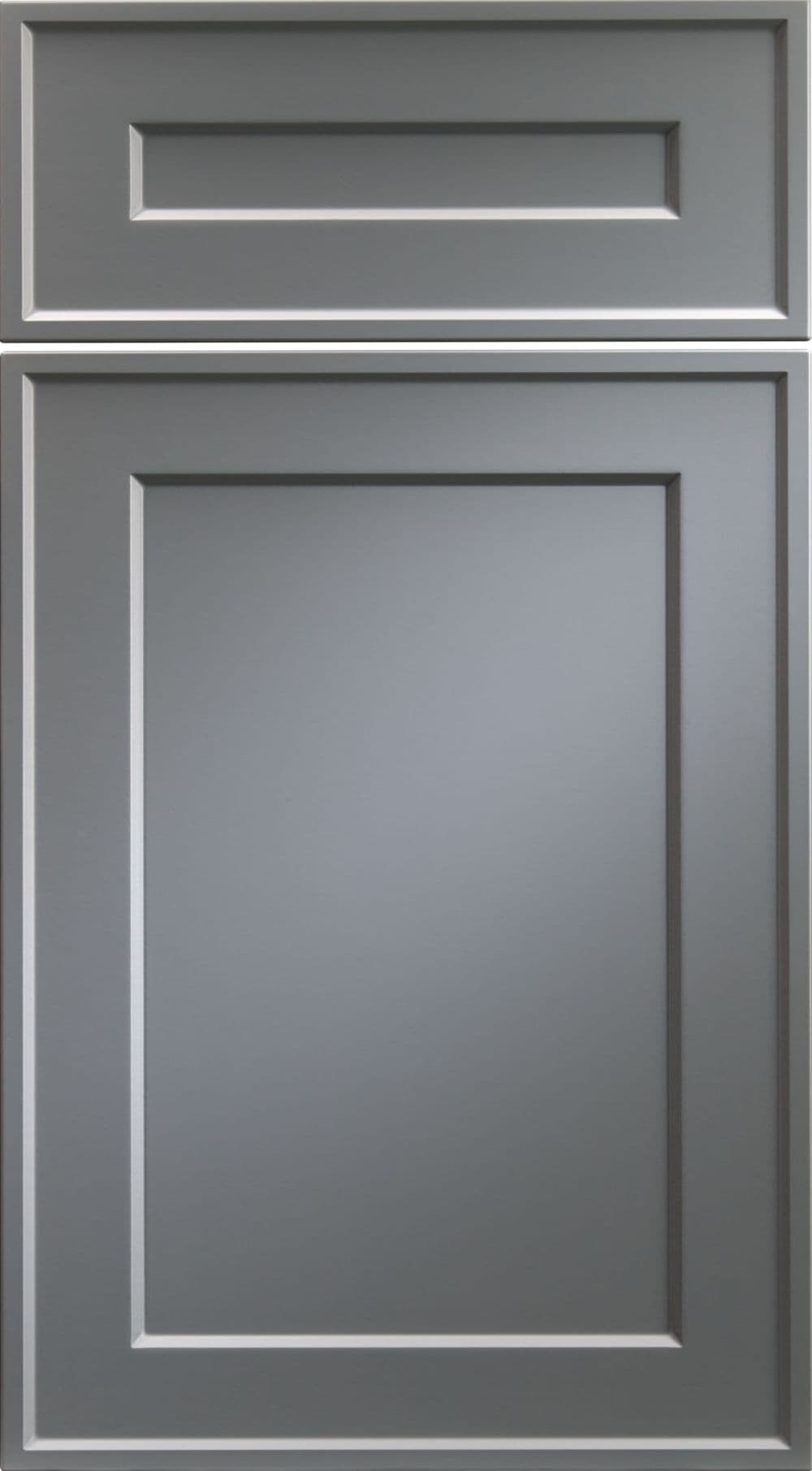 Gray cabinet door styles showing raised panel and horizontal rail design options for kitchen cabinetry